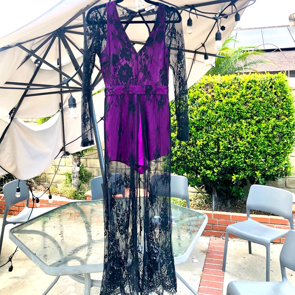 Purple and black laced Maxi Romper